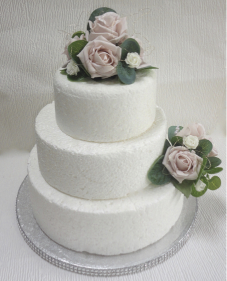 Blush Roses with Eucalyptus Cake Flowers